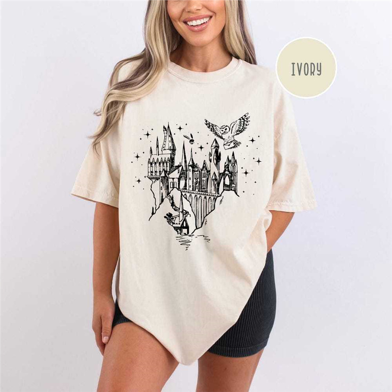 European Size Cotton Twomen Vintage Wizard Castle Shirt Wizard School Magic