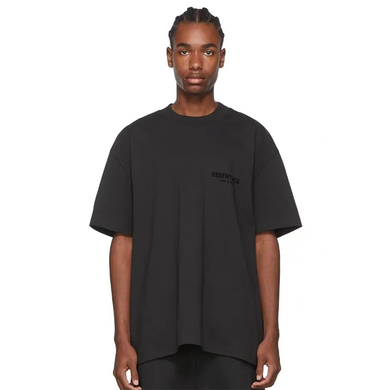 European Size Cross-Border Essentialszonefogt Shirt Men's High Street Season Flocking Os Trendy Brand Large Size Eighth Short Sleeve