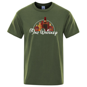 European Size Cotton Tmalt Whiskey Printed T-Shirt Funny Alcohol Drunk Mens