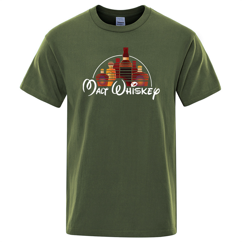 European Size Cotton Tmalt Whiskey Printed T-Shirt Funny Alcohol Drunk Mens