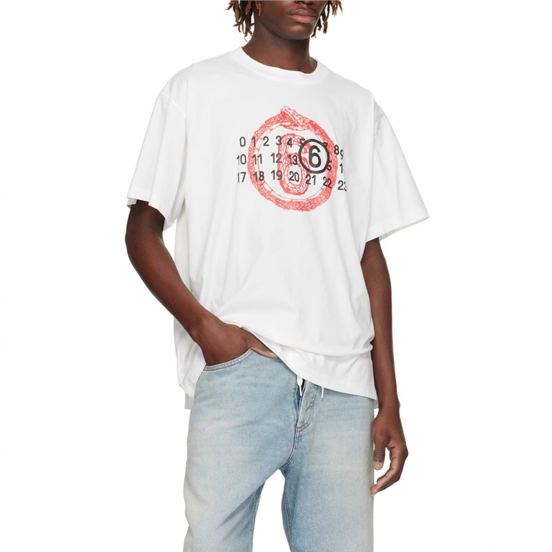 European Size Cross-Border t Spring and Summer Tops Daily Half-Sleeved 2025 Pullover Shirt Printed Classic Short-Sleeved Letter Round Neck Men's