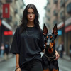 European Size Cotton T-Shirt Base Layer Foreign Trade Short-Sleeve Women's European and American Mid-Length Heart Print Loose Cross-Border Plus-Size T-Shirt Top