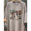European Size Cotton t Trendy Mid-Length Mmtins Women's Summer Shirt Letter Loose Gray Extra Large Top New Cartoon Short