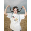 European Size Cotton T-Shirt, Trendy Brand Women's Design Top, 100% Small 2025 White-Gray American Style Summer New Short