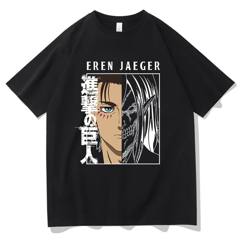 European Size Cotton Tjapanese Anime Attack on Titan Graphic Print t Shirt