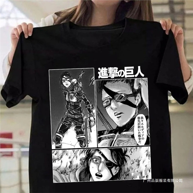 European Size Cotton Tjapanese Anime Attack on Titan Graphic Print t Shirt