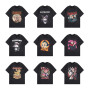 Exclusively for cross-border street men high street heavyweight T-shirt short-sleeved trendy men same style cartoon retro washed American vintage