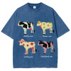 European Size Cotton Tstylevintagecartoonwatercute-Tshirtwashfashprintcow
