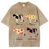 European Size Cotton Tstylevintagecartoonwatercute-Tshirtwashfashprintcow