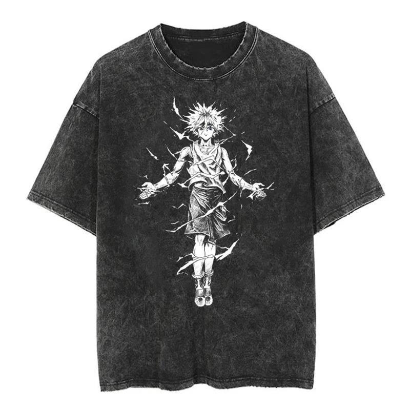 European Size Cotton Thunter×Hunter Hisoka Street Washed t Shirt Clothing