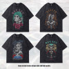 Specially Designed for Cross-Border Washed Old Casual Vintage Gangster Retro Half-Sleeved Street American Men's and Women's Short-Sleeved Printed Tops