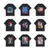 European Size Cotton T-Shirt West Coast Old Trendy Brand Unisex High Street Couple European and American Style Washed Vintage T-Shirt Short Sleeve
