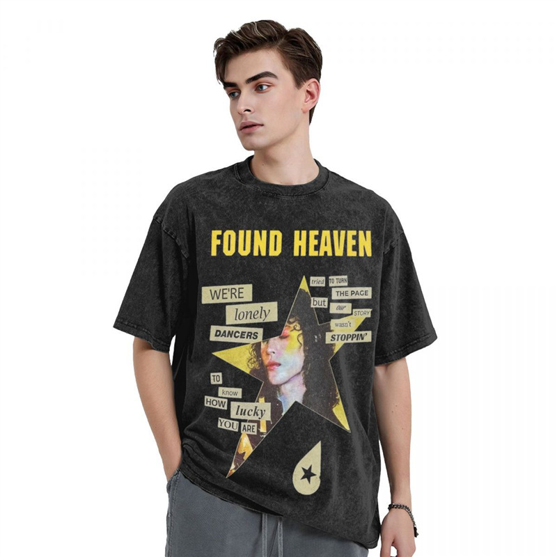 European Size Cotton Tfound Heaven Conan Gray Washed t Shirts Streetwear Hi