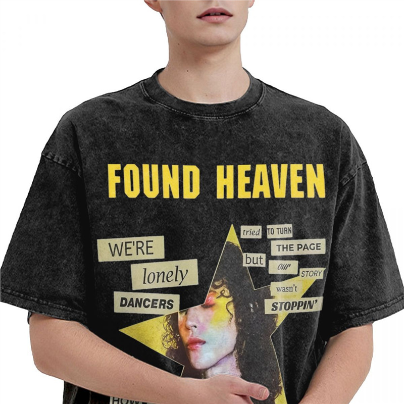 European Size Cotton Tfound Heaven Conan Gray Washed t Shirts Streetwear Hi