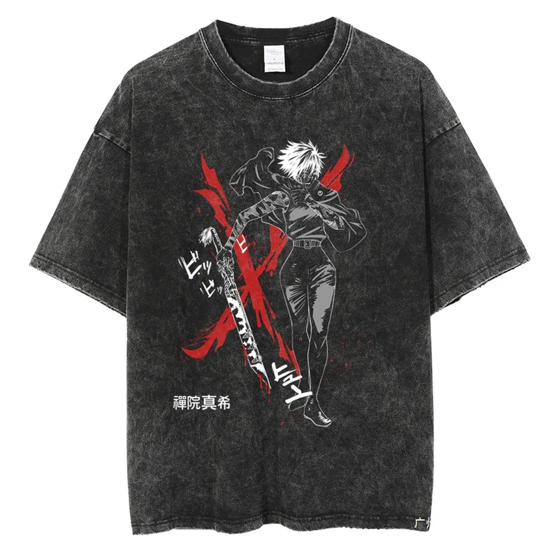 European Size Cross-Border Japanese Anime Print Tshirt 2025 Summer Men Streetwear
