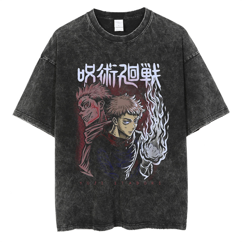 European Size Cotton Tmen Oversized T-Shirts Washed Vintage Harajuku T-Shir