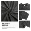 European Size Cotton T-Shirt with Floral Print for Anime, Washed Cotton Vintage Summer Short-Sleeve Top