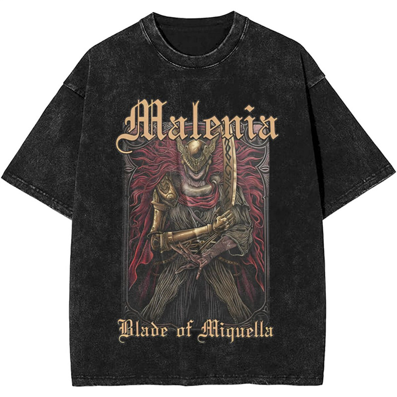 European Size Cross-Border Women Men Malenia Blade of Miquella Washed t Shirt S