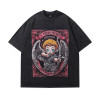 European Size Cotton T-Shirt Cartoon Trendy Brand Printed Weight Washed Men's and Women's 230t Collar Loose Short Sleeves Fun