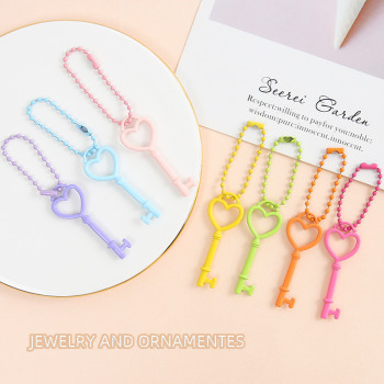Creative ins alloy love key bead chain versatile bag key chain bestie couple gift pendant wholesale