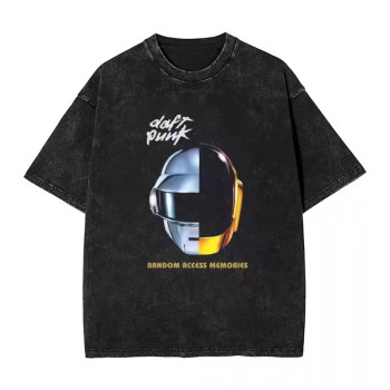 Specially Designed for Cross-Border Daft Punk Vintage Washed 2D t Shirt Hip Hop Harajuku