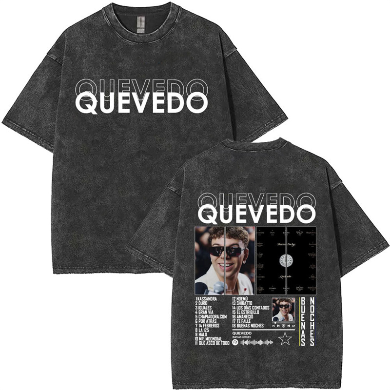 European Size Cotton Twashed Vintage Rapper Quevedo Tour 2025 t Shirts Men