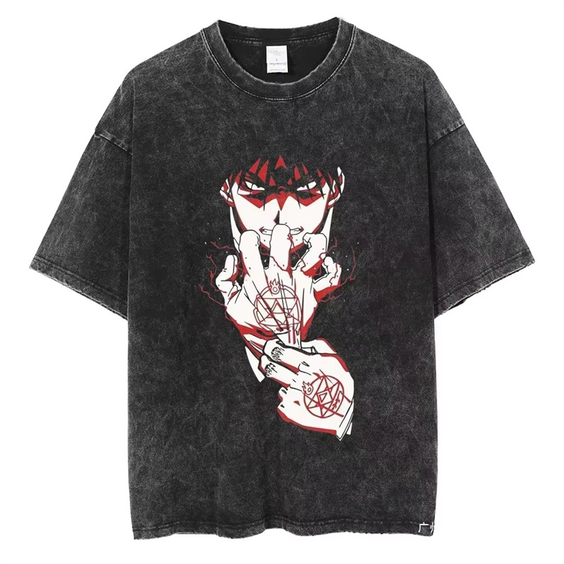 Cross-Border European Code Tgraphichellsinganimewashedalucardvimenshirtprinted