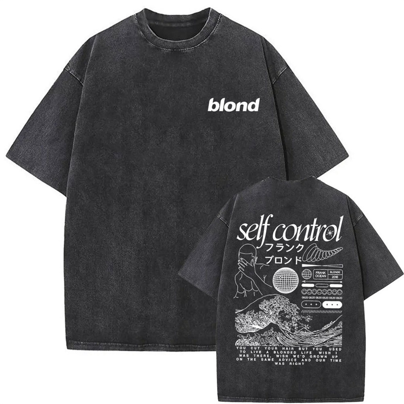 European Size Cotton Twashed Vintage Frank Hip Hop Tshirt Ocean Oversized t