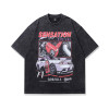 Cross-Border European Size Anime Vintage Y2K Short-Sleeve Printed Shirt Oversized T-Shirt Washed T-Shirt Unisex Harajuku Style