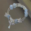 Ocean Blue Butterfly Tail Bracelet ~ Spirit Butterfly Fish Tail Impression Bracelet ins high-end design antique bestie national style bracelet