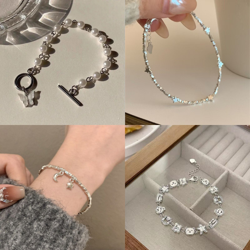 Minimalist and Slim Broken Silver Star and Moon Bracelet for Women 2025 New Light Luxury Niche Exquisite and High-end Girlfriend Bracelet