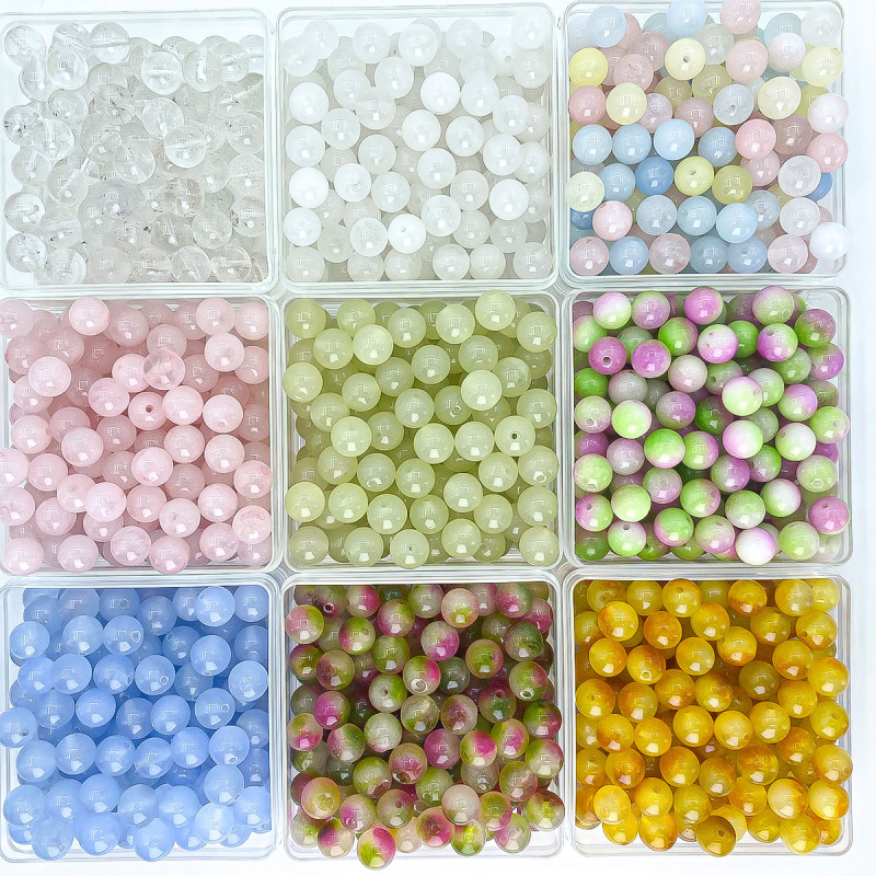 diy jewelry accessories beaded crystal loose beads bracelet with beaded pink crystal agate raw stone beads natural crystal loose beads
