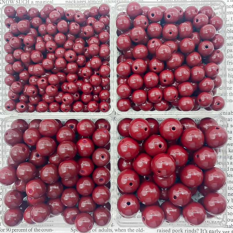 Raw ore cinnabar round beads Chinese style handmade cinnabar loose beads loose batch diy jewelry beads cultural toys hand beads