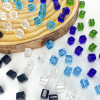 Glass straight hole color sugar cube bracelet bead beads diy bracelet square bead material jewelry accessories