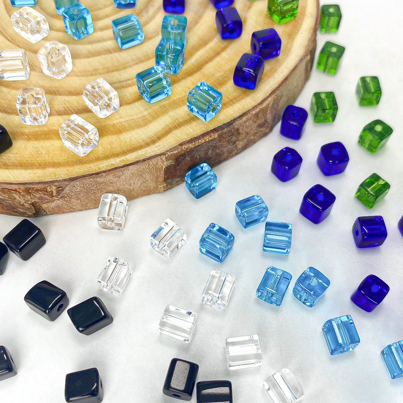 Glass straight hole color sugar cube bracelet bead beads diy bracelet square bead material jewelry accessories