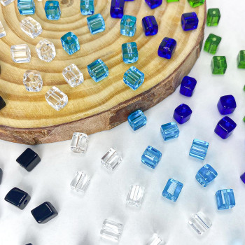 Glass straight hole color sugar cube bracelet bead beads diy bracelet square bead material jewelry accessories