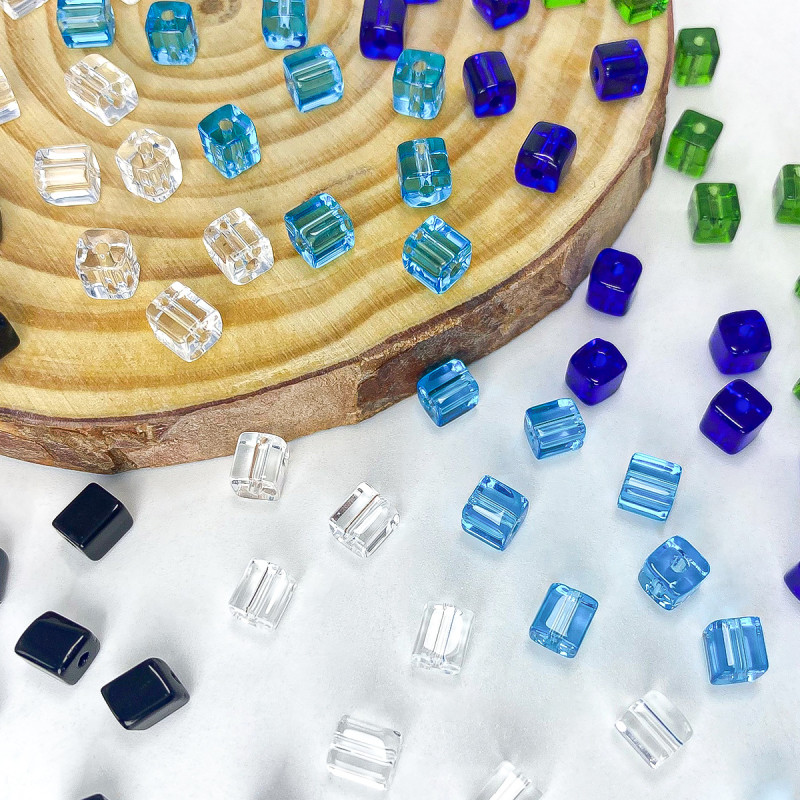 Glass straight hole color sugar cube bracelet bead beads diy bracelet square bead material jewelry accessories