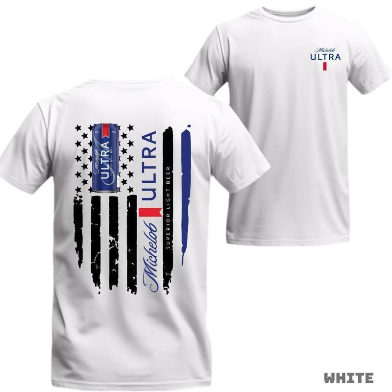 Specially Designed for Cross-Border Cotton T-Shirt – Bold American Flag Design & Beer Can Gr