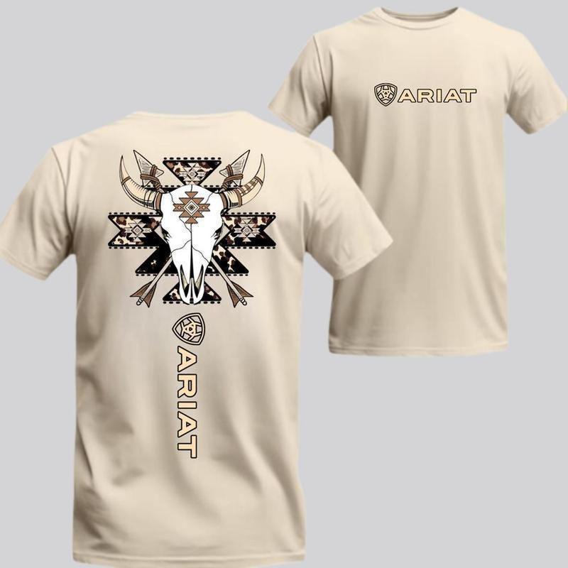 Cross-Border European Code Ariat Men's & Women's T-Shirt Tribal Skull & Arrow g