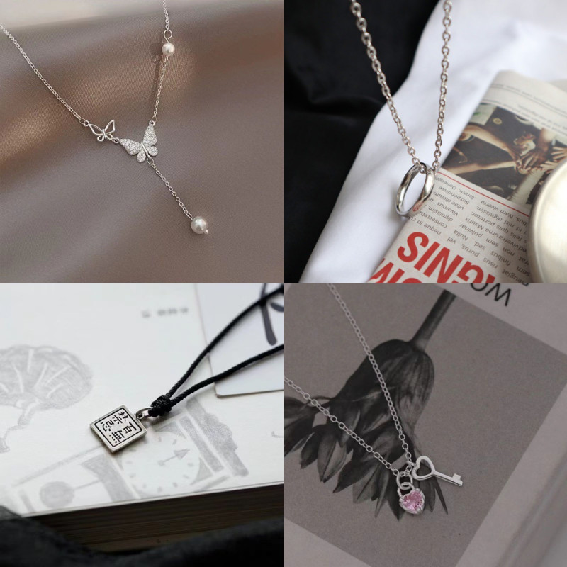Korean version of simple titanium steel necklace for women, versatile and non-fading pendant, night market stall jewelry supply
