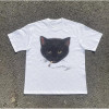 Specially Designed for Cross-Border Cotton Y2K Smocking Cat T-Shirt, Unisex Vintage Graphic t
