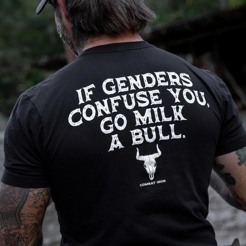 Specially Designed for Cross-Border Cotton if Genders Confuse You Go Milk a Bull on Back Men'