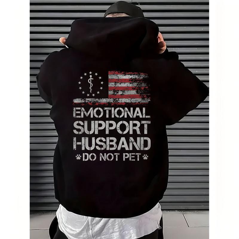 Specially Designed for Cross-Border Cotton t - Shirt with ‘Emotional Support Husband’ Flag