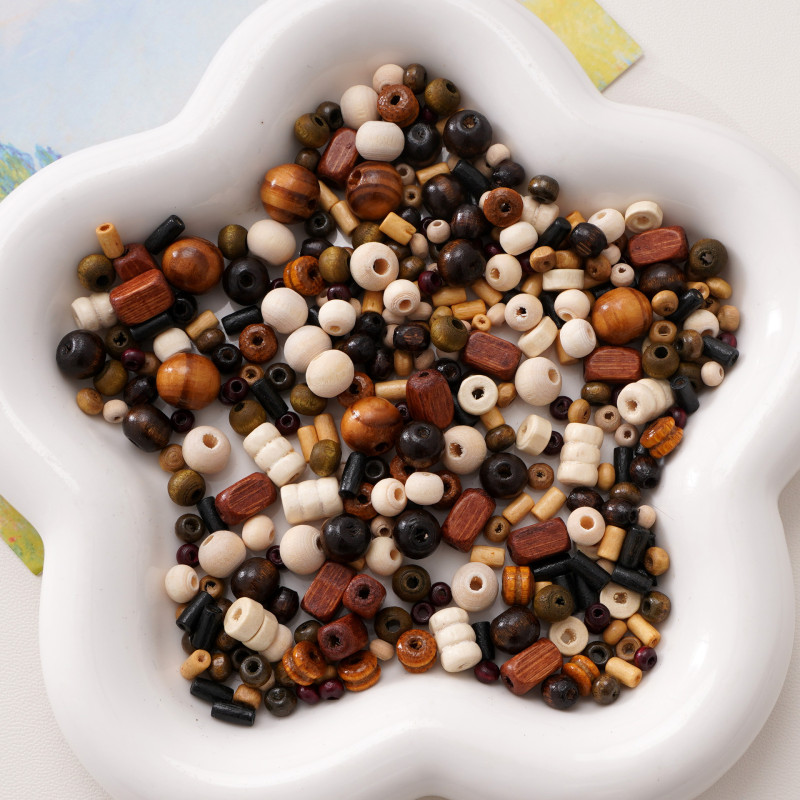 Retro new Chinese style wooden beads loose beads round beads separated beads handmade diy jewelry antique bracelet material accessories