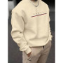 European Size Cross-Border Cotton Men's Solid Color & Letter Print Drop Shoulder Sw