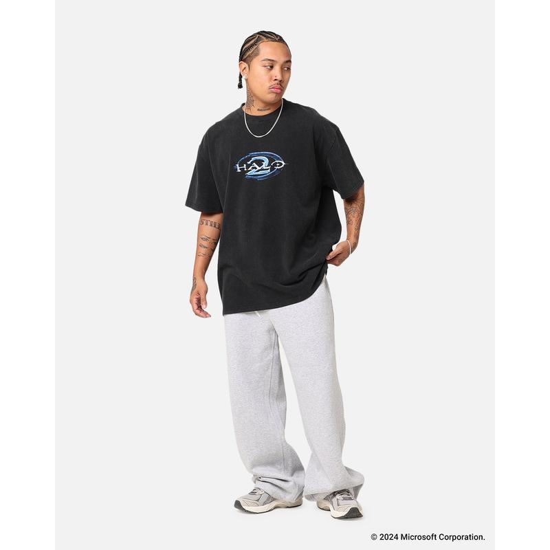European Size Cross-Border Cotton Goat Crew X Halo Halo 2 Vintage T-Shirt Black Acid