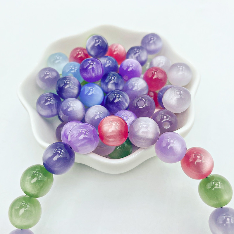 UV light-changing resin imitation cat's eye beads sunlight-sensitive color-changing loose beads diy jewelry bracelet bracelet beads