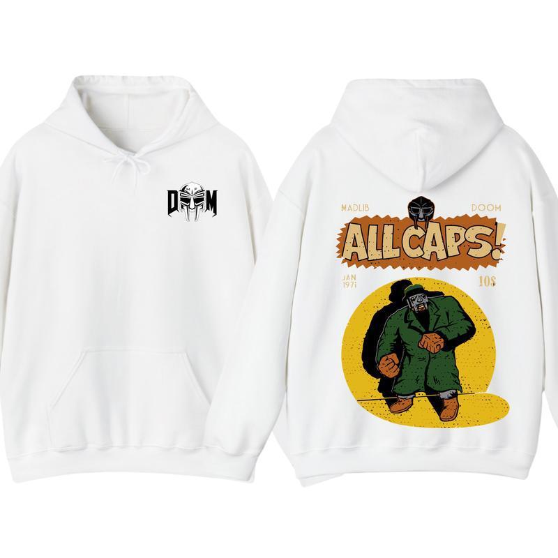 European Size Cross-Border Cotton Mf Doom Madlib All Caps 2-Sided Hoodie T-Shirt, Vi