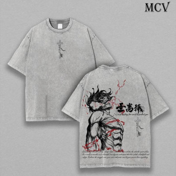European Size Cross-Border Cotton Eren Yeager Tee – Attack on Titan Vintage Washed