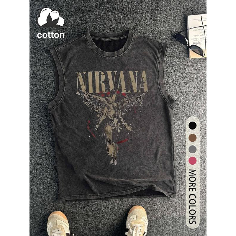 European Size Cross-Border Cotton Men's Vintage Angel Graphic Print Tank Top, Casual